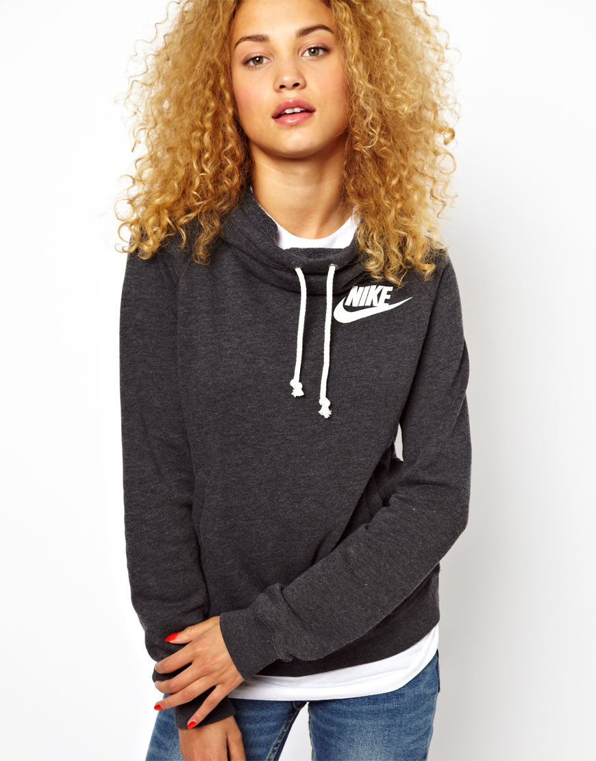 Nike Cowl Neck Sweatshirt in Gray (Black) | Lyst