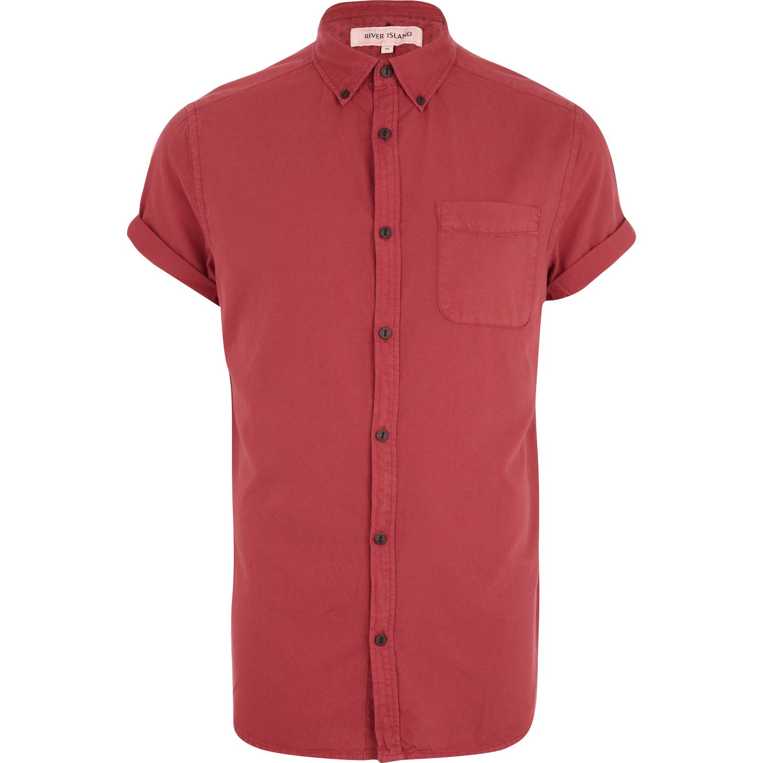 mens red short sleeve dress shirt