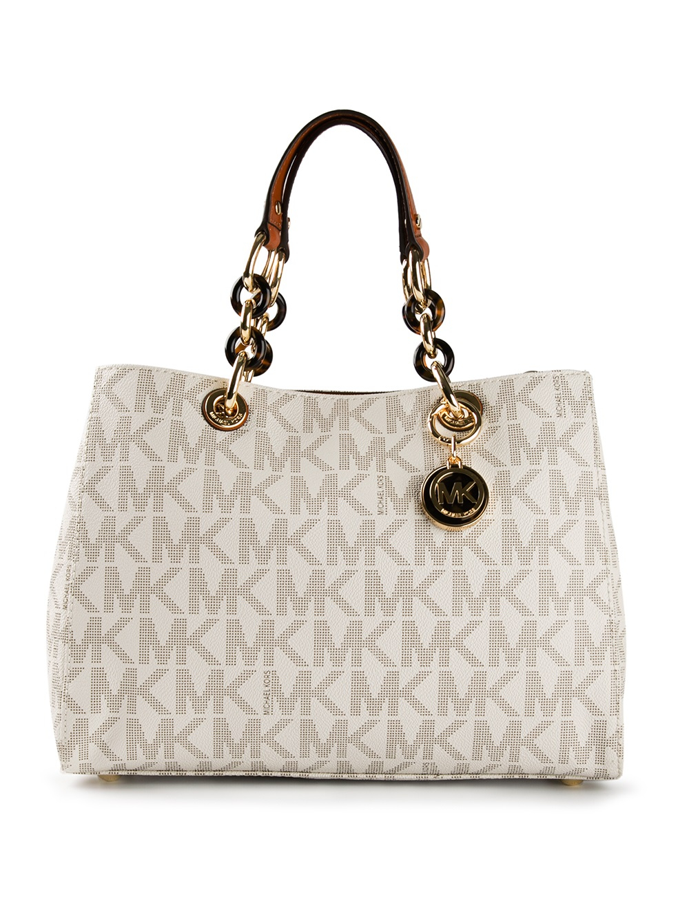 michael kors white bag with gold chain