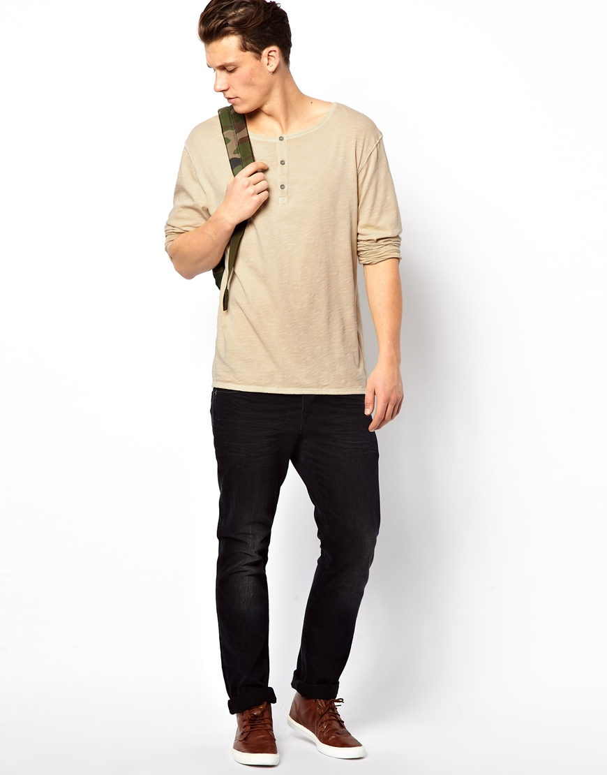 Lyst - Esprit Long Sleeve Henley in Natural for Men