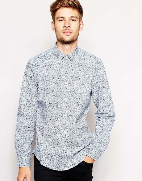 Esprit Shirt With Ditsy Floral Print in White for Men | Lyst