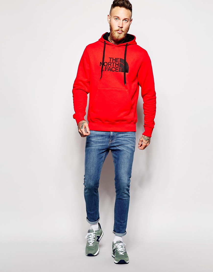 mens red north face hoodie