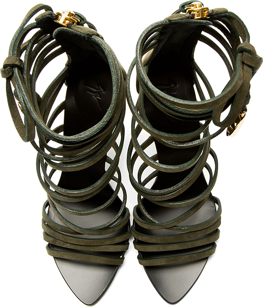 Giuseppe Zanotti Olive Nubuck Gladiator Heels in Green | Lyst display picture 2