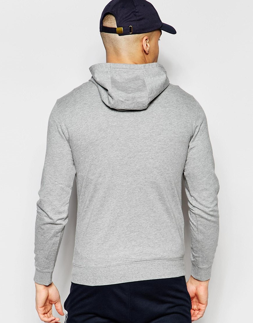 EA7 Cotton Emporio Armani Hoodie With Zip Up & Logo Sleeve - Grey in ...