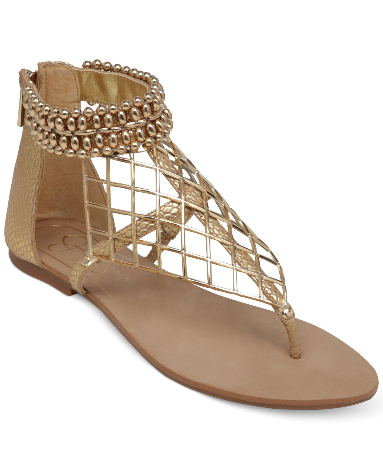 Jessica Simpson Kyla Hooded Flat Thong Sandals in Metallic | Lyst