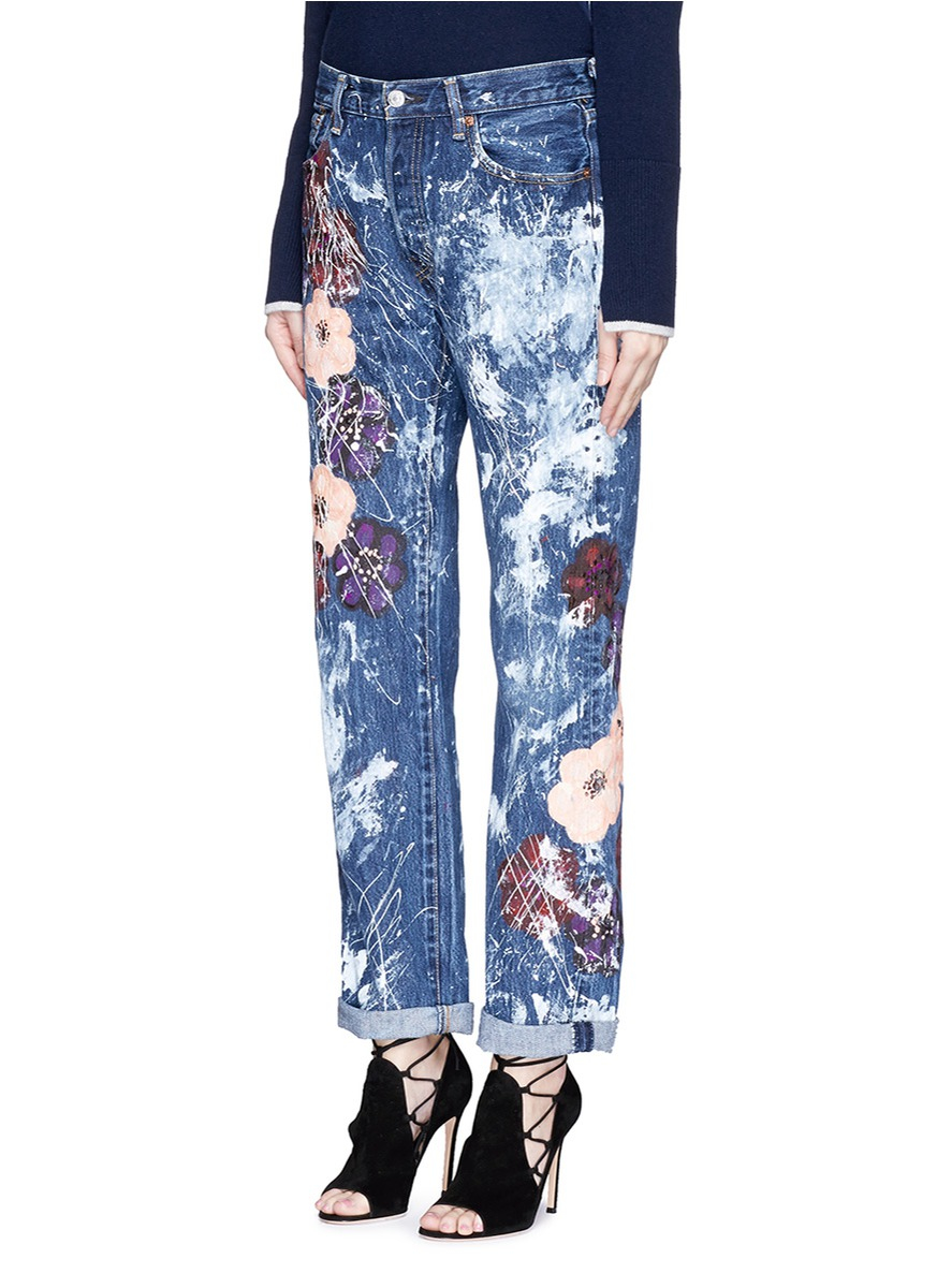 Lyst - Rialto Jean Project One Of A Kind Hand-painted Cherry Blossom ...