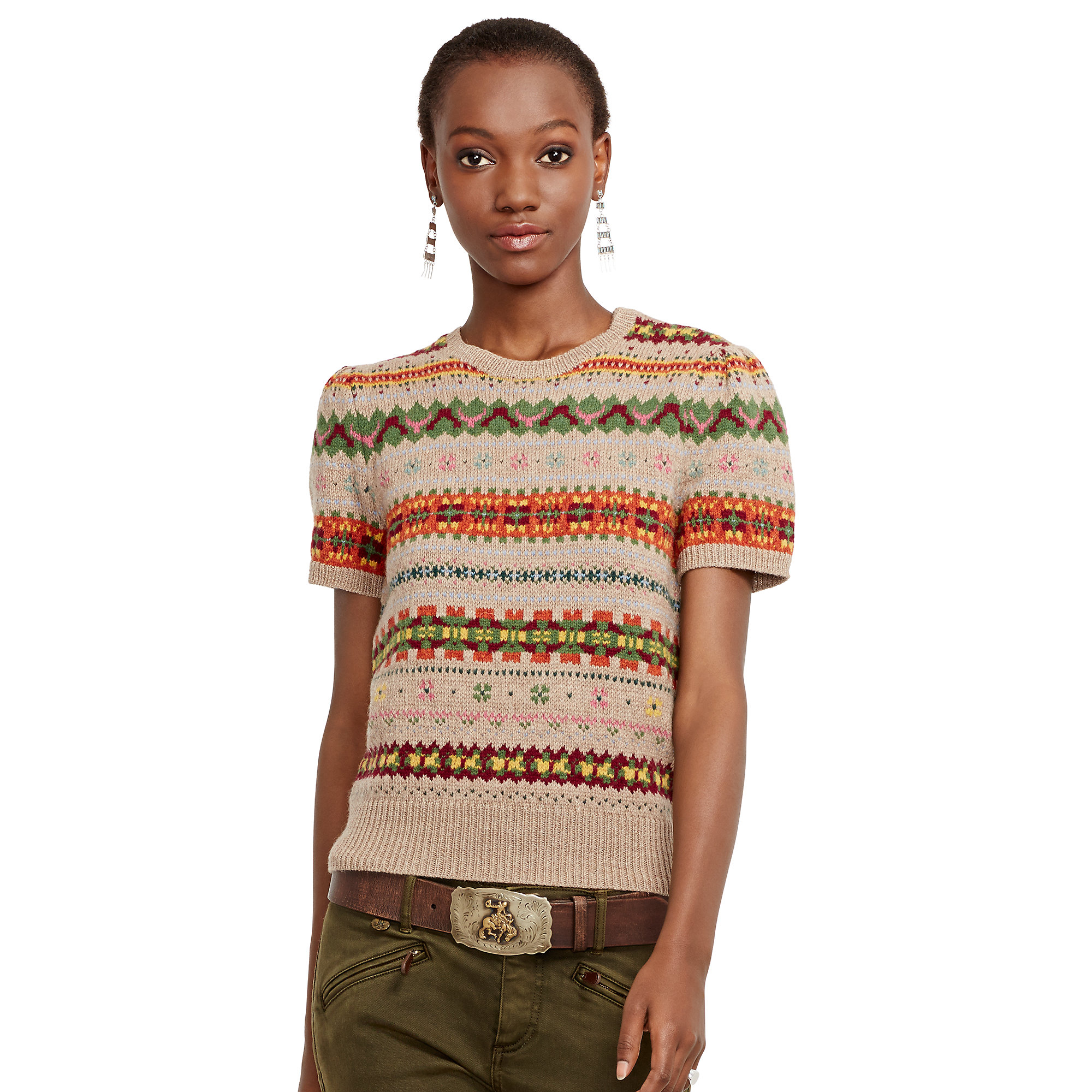 Lyst - Polo Ralph Lauren Fair Isle Wool-Alpaca Sweater in Brown