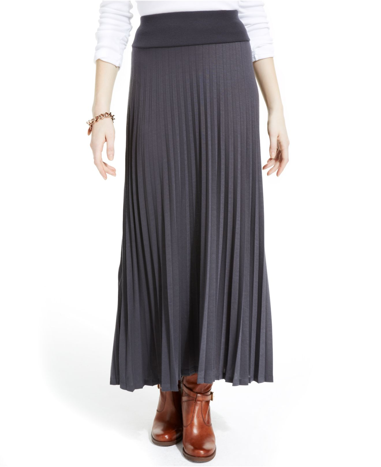 Tommy Hilfiger Pleated Maxi Skirt in Black (Asphalt) Lyst