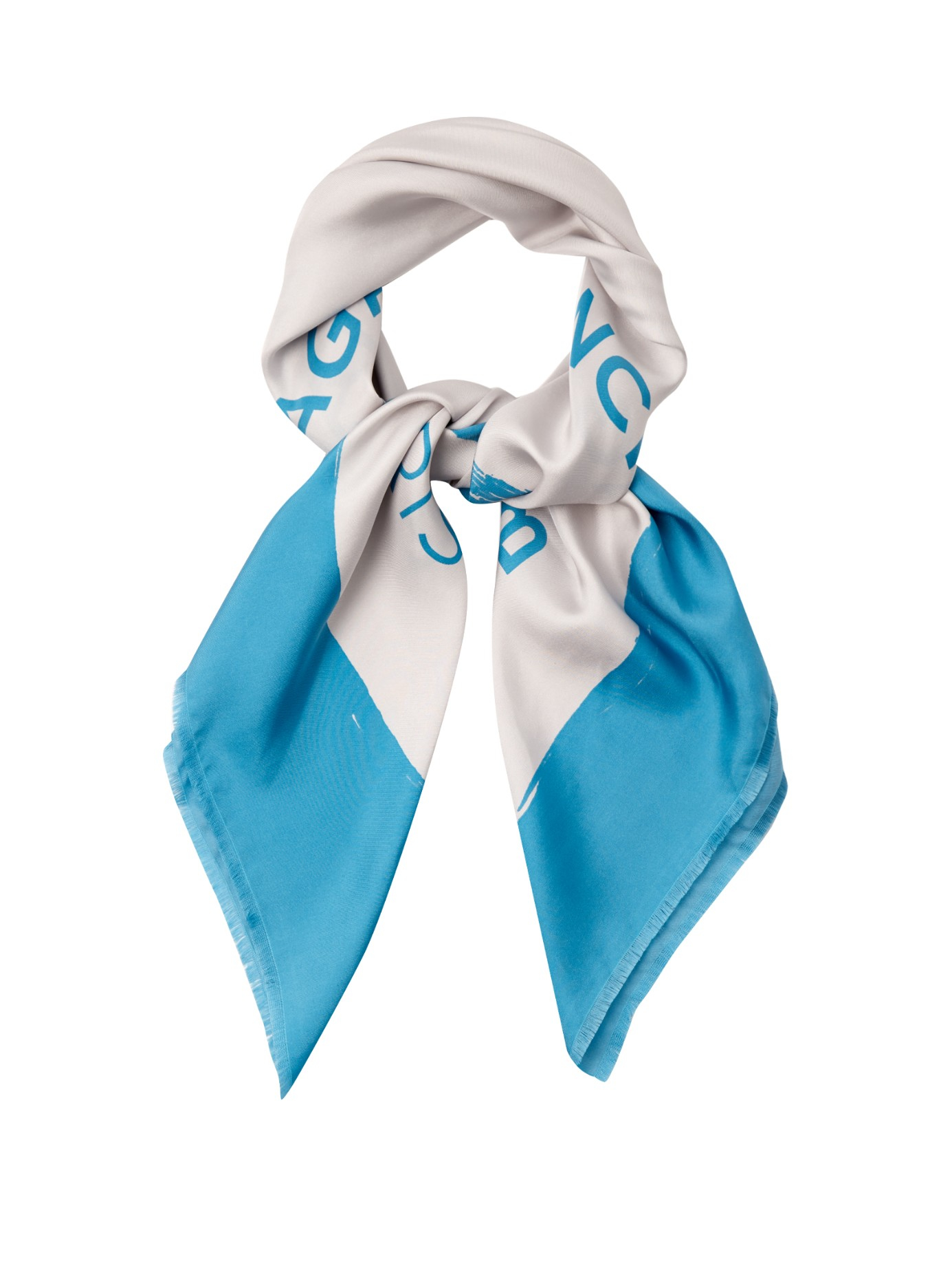 Balenciaga Logo-print Silk Scarf in Blue | Lyst