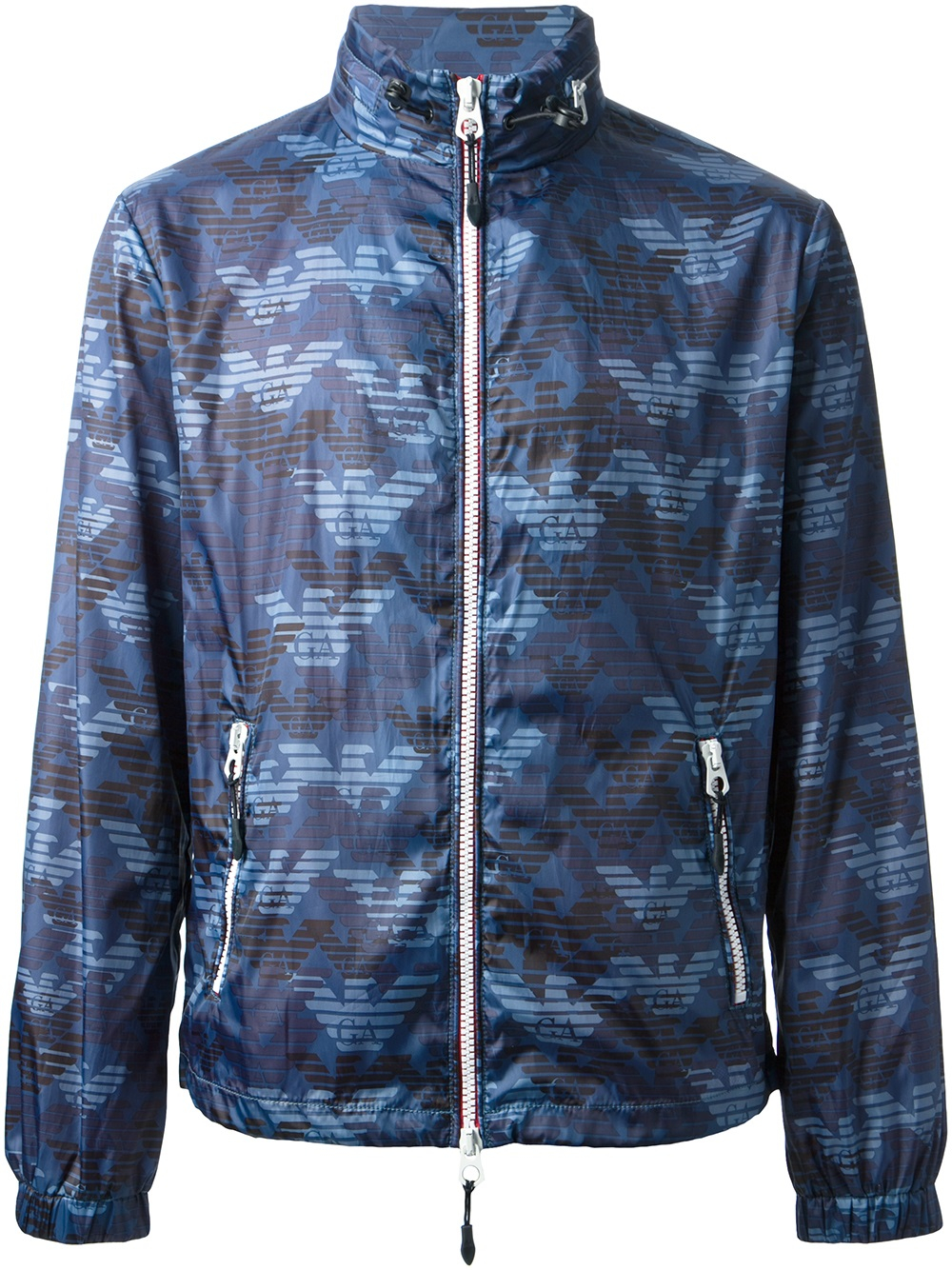 Armani Jeans Monogram Print Jacket in Blue for Men | Lyst