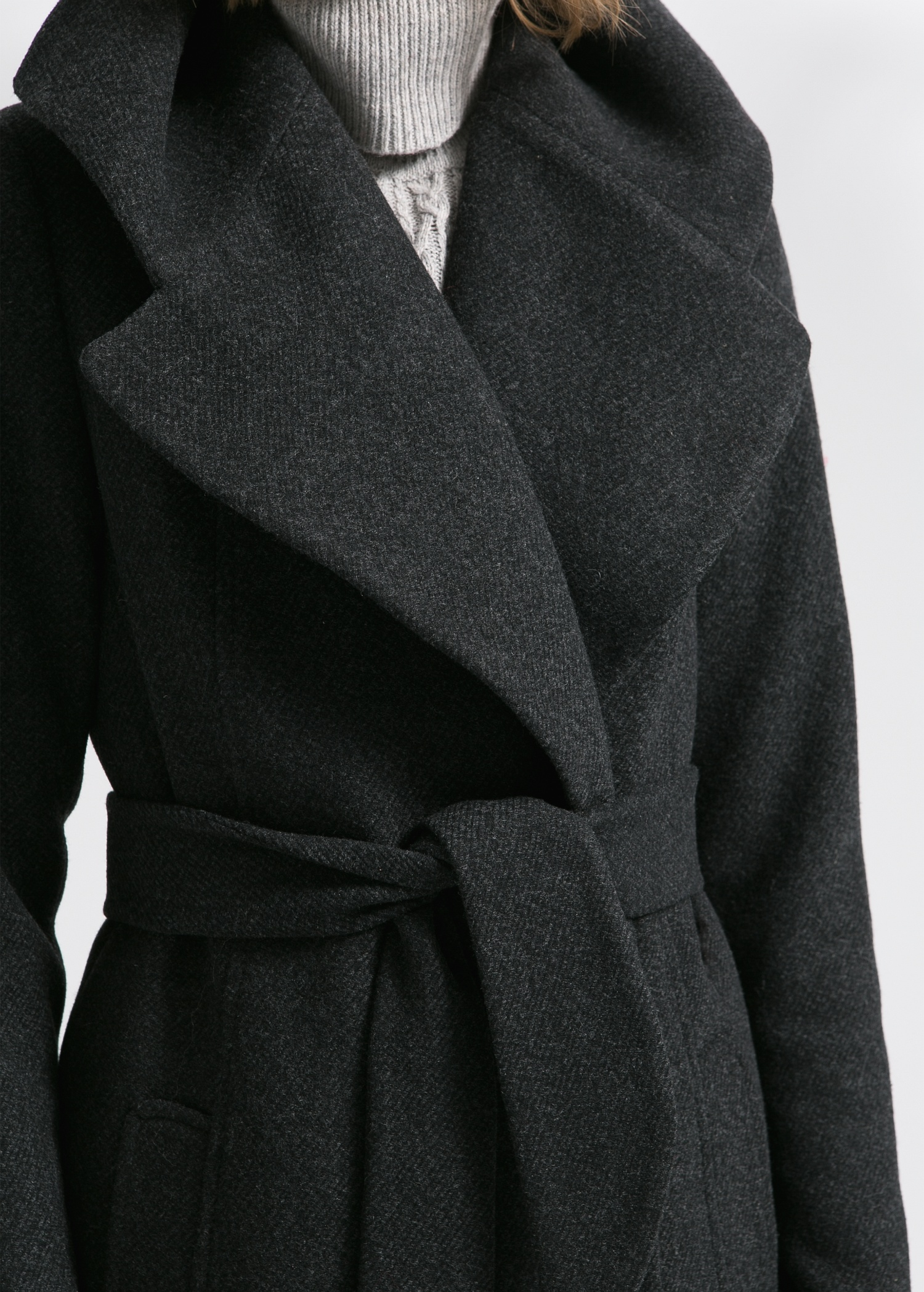 Mango Wide Lapel Wool-Blend Coat in Black - Lyst