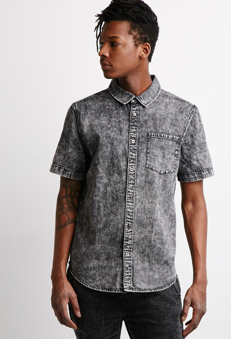 acid wash denim shirt