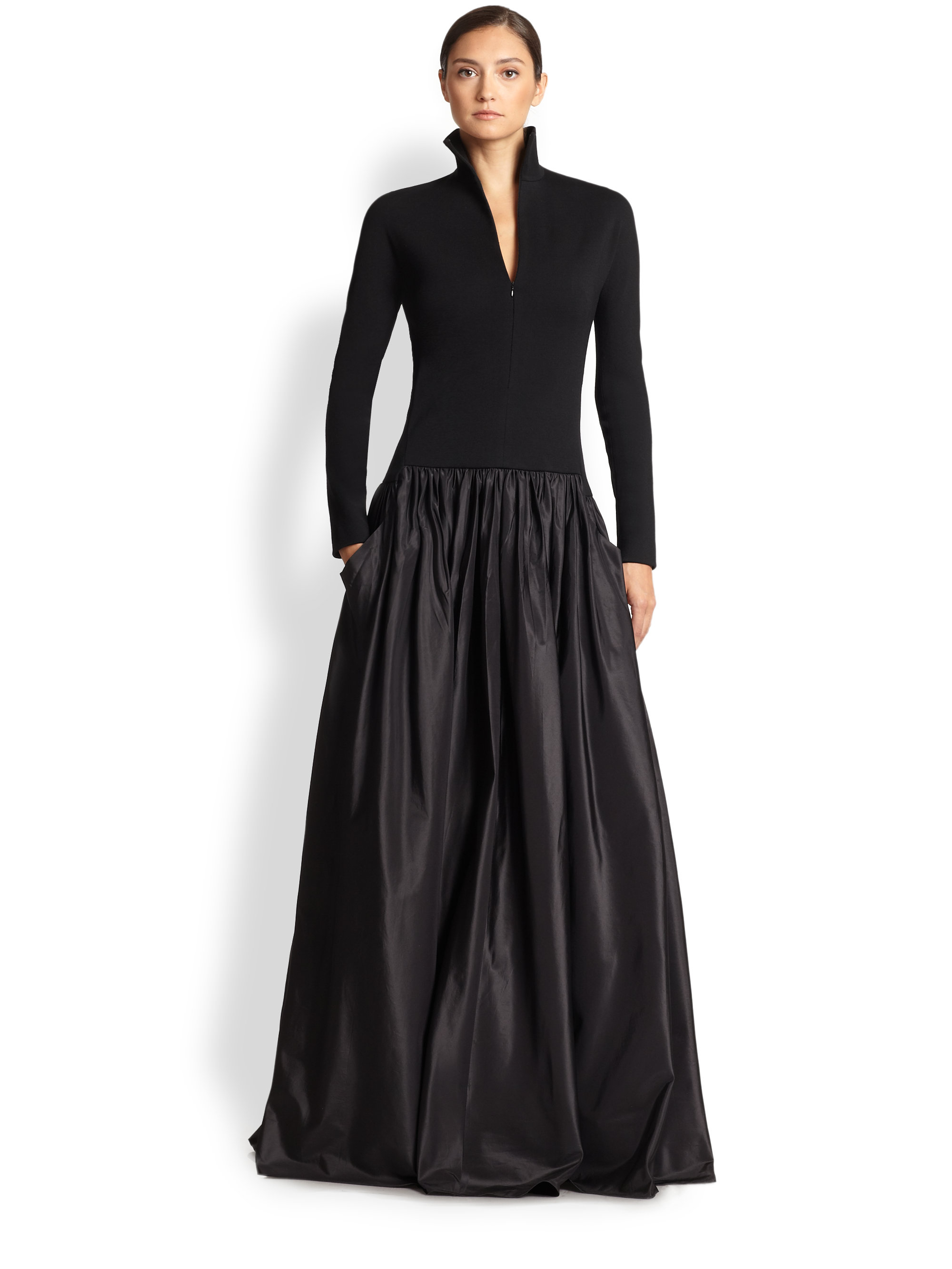 Akris Wool & Silk Taffeta Gown in Black