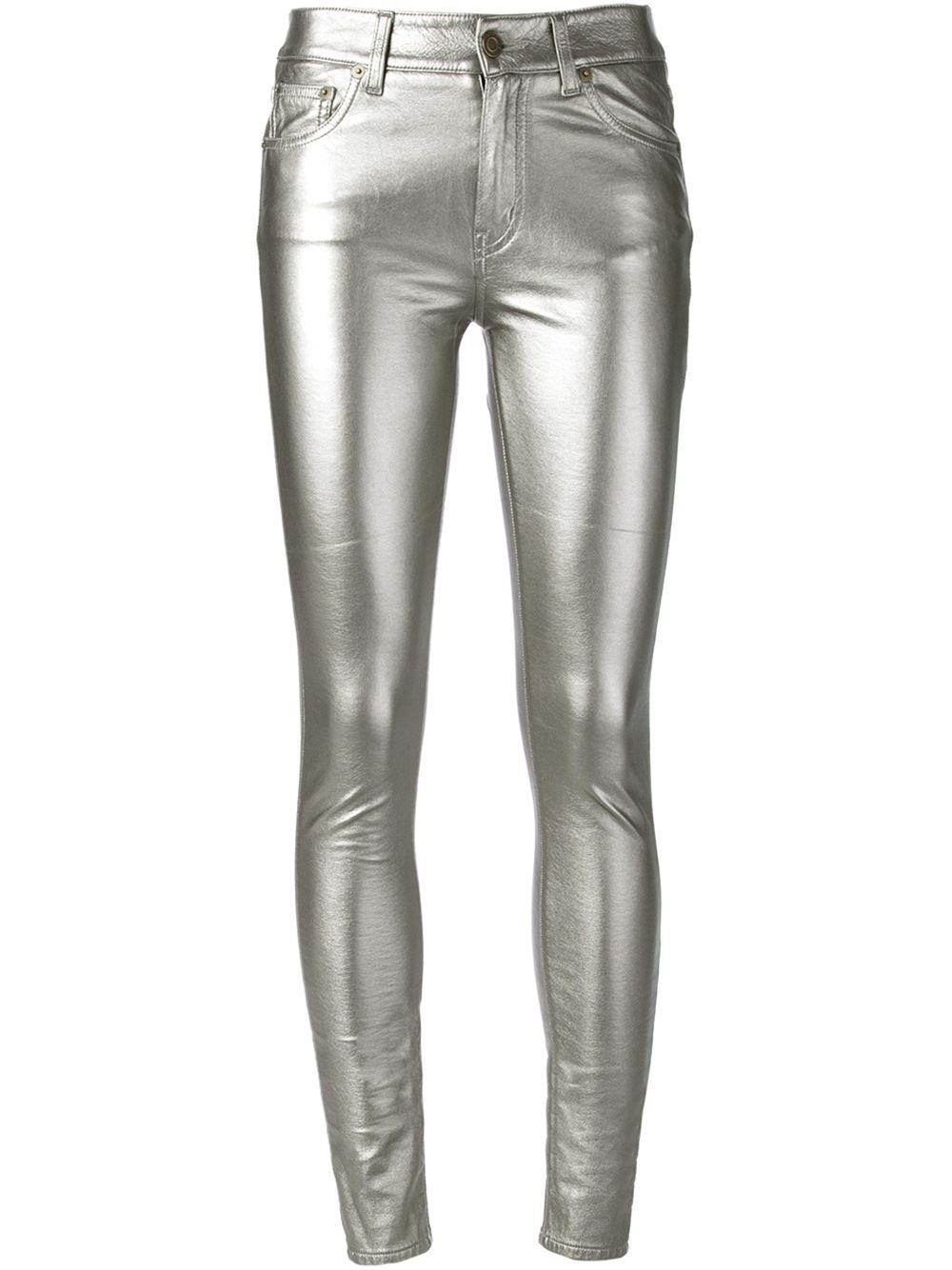 Saint Laurent Metallic Skinny Jeans | Lyst