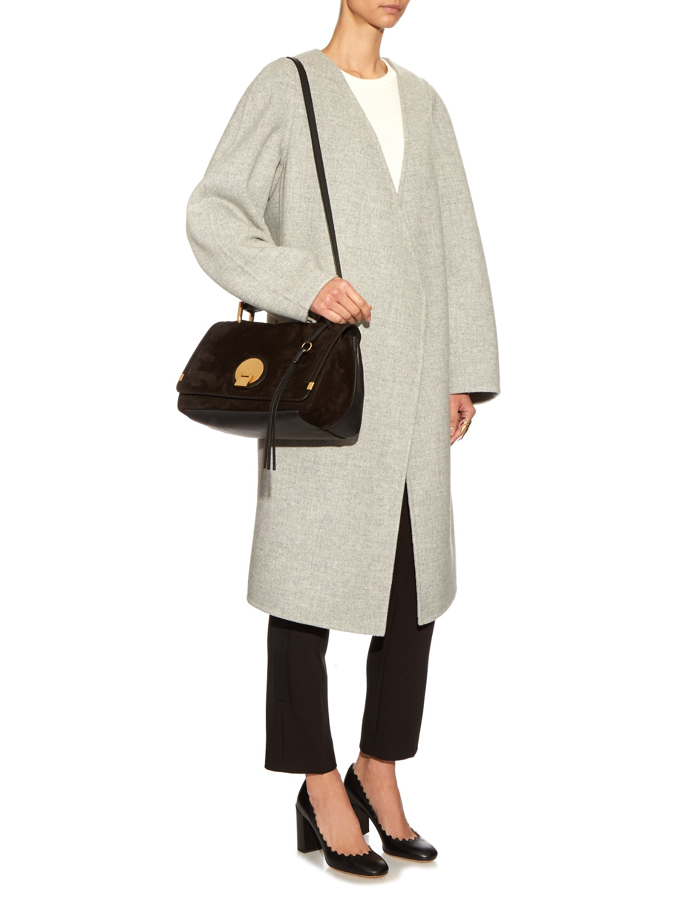 Chlo Indy Medium Leather Shoulder Bag in Black | Lyst