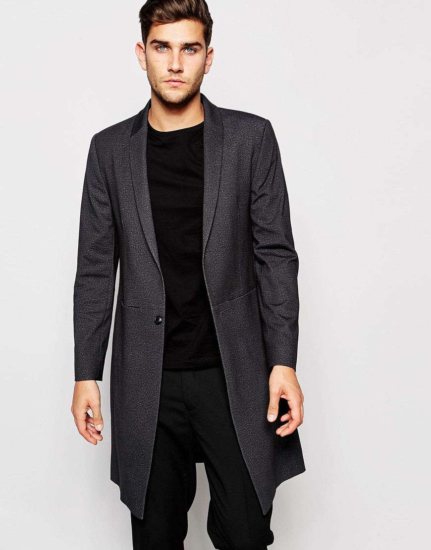 ASOS Slim Longline Blazer in Gray for Men | Lyst