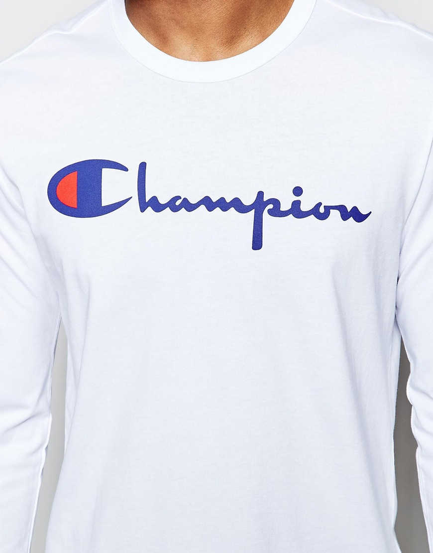 Lyst Champion Long  Sleeve  T shirt  With Script Logo  