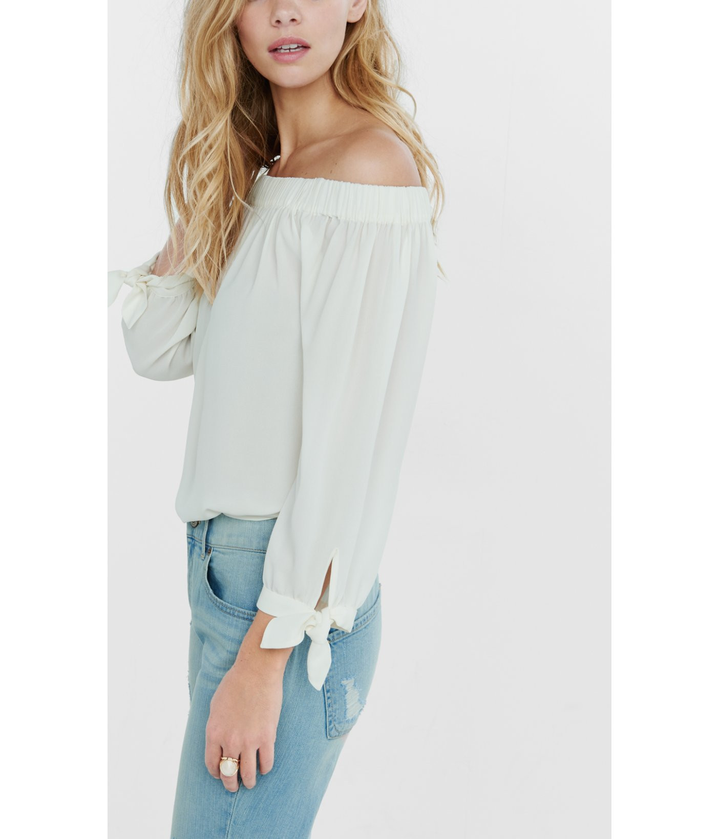 Express White Off The Shoulder Top 