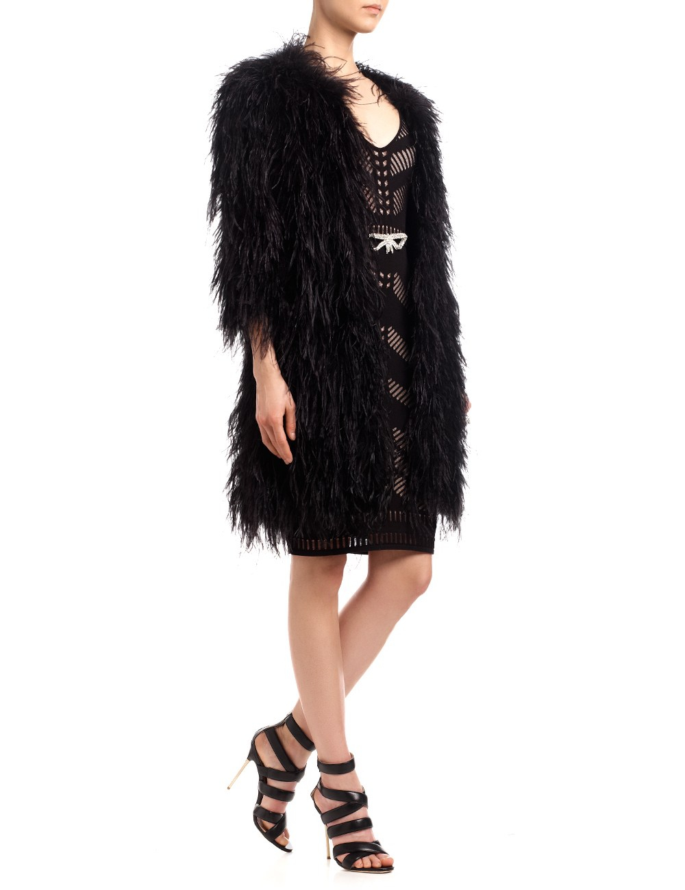 Temperley london Black Feathered Coat in Black | Lyst