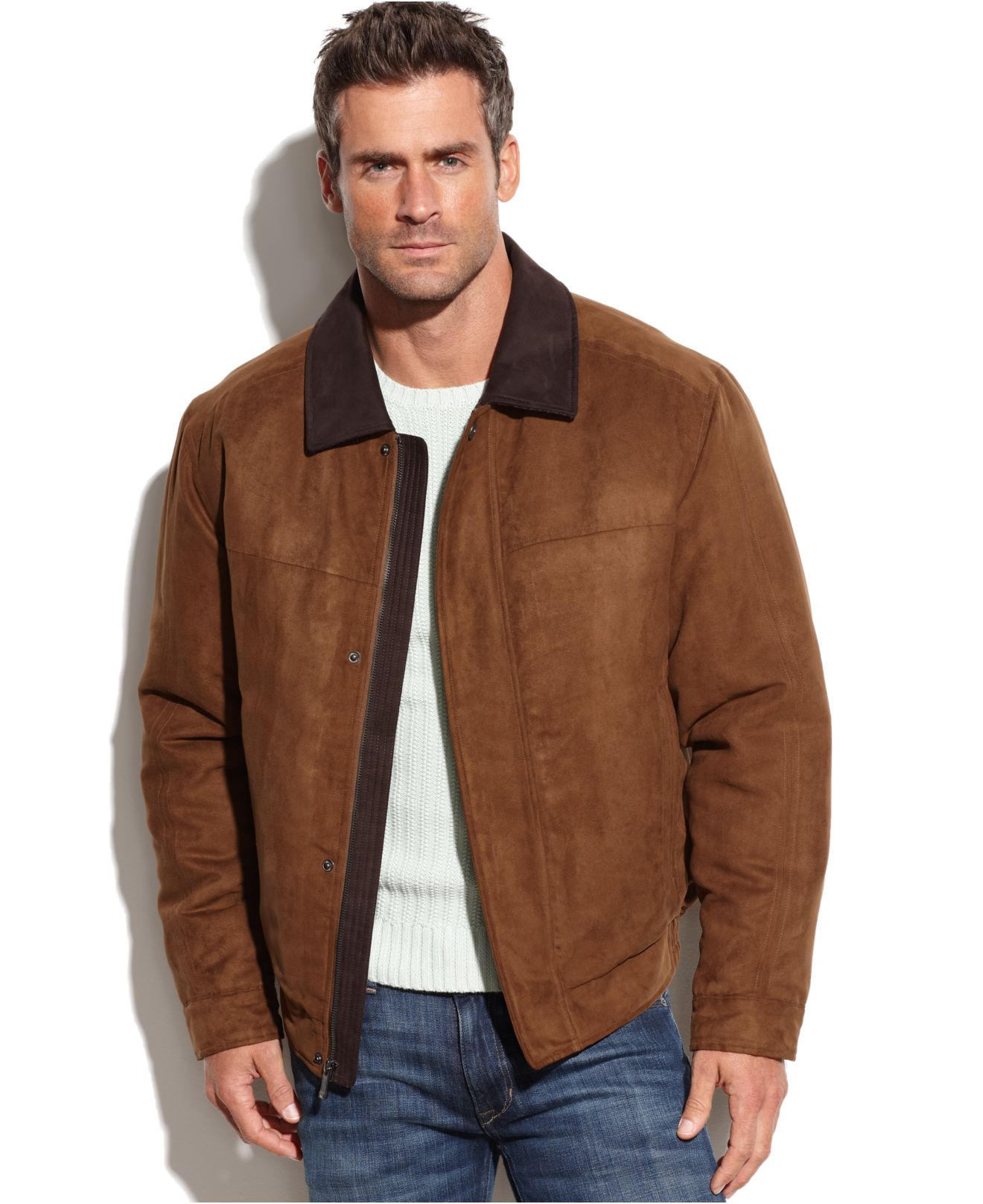 weatherproof microsuede bomber jacket