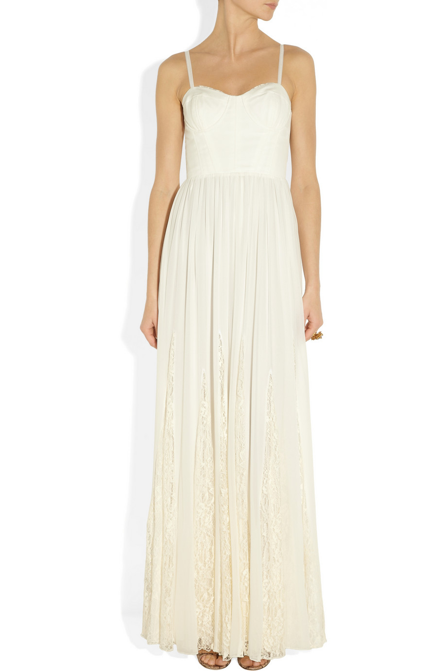 Alice + olivia Zack Cottonblend Lace Dress in White | Lyst