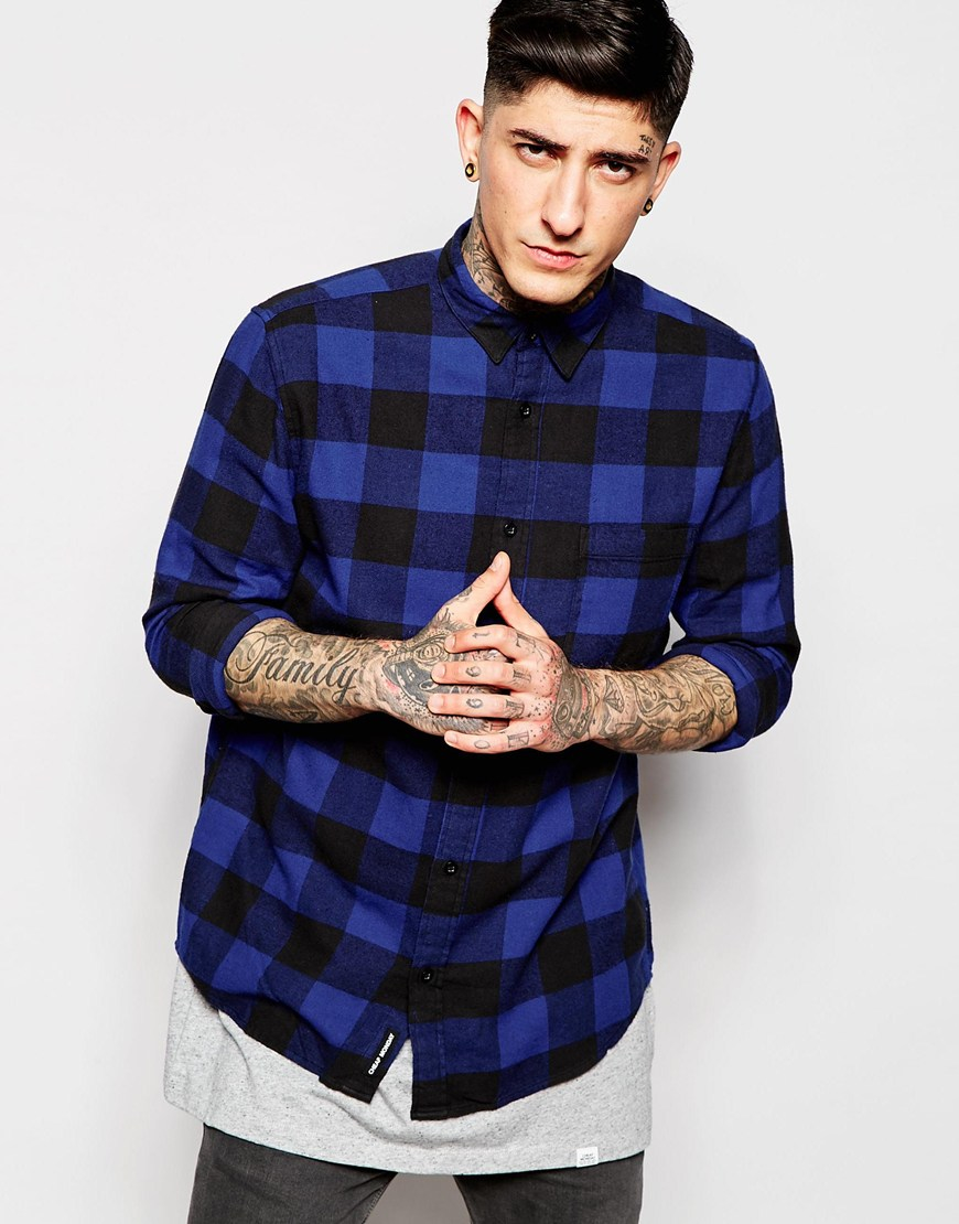 Cheap Monday Shirt Neo Flannel Square Check in Blue for Men | Lyst