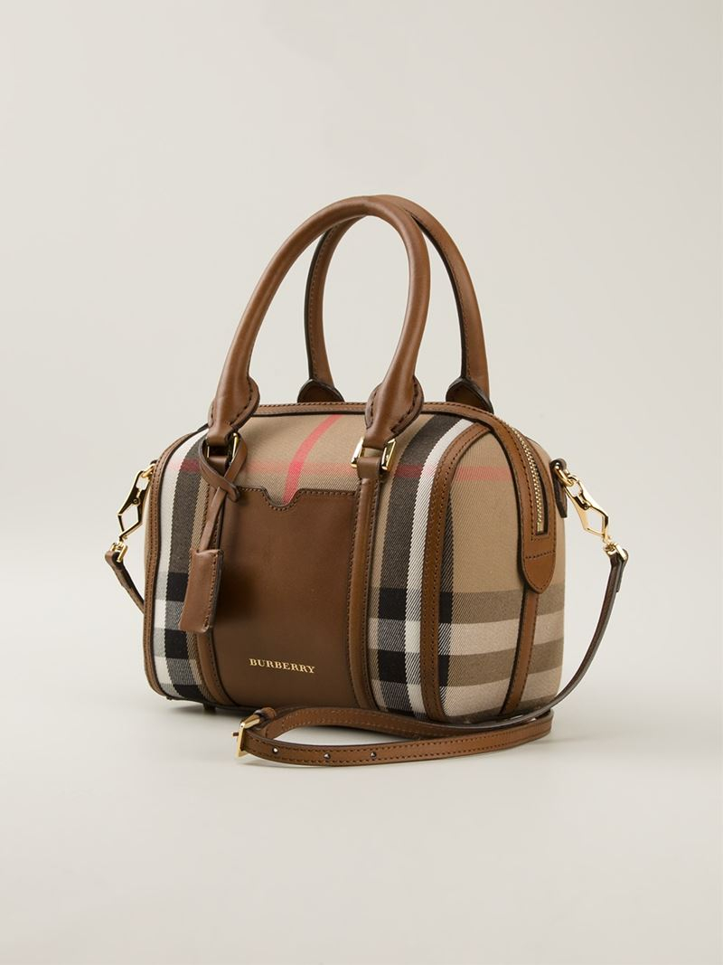Burberry 'Sartorial House' Check Mini Bowling Bag in Brown | Lyst
