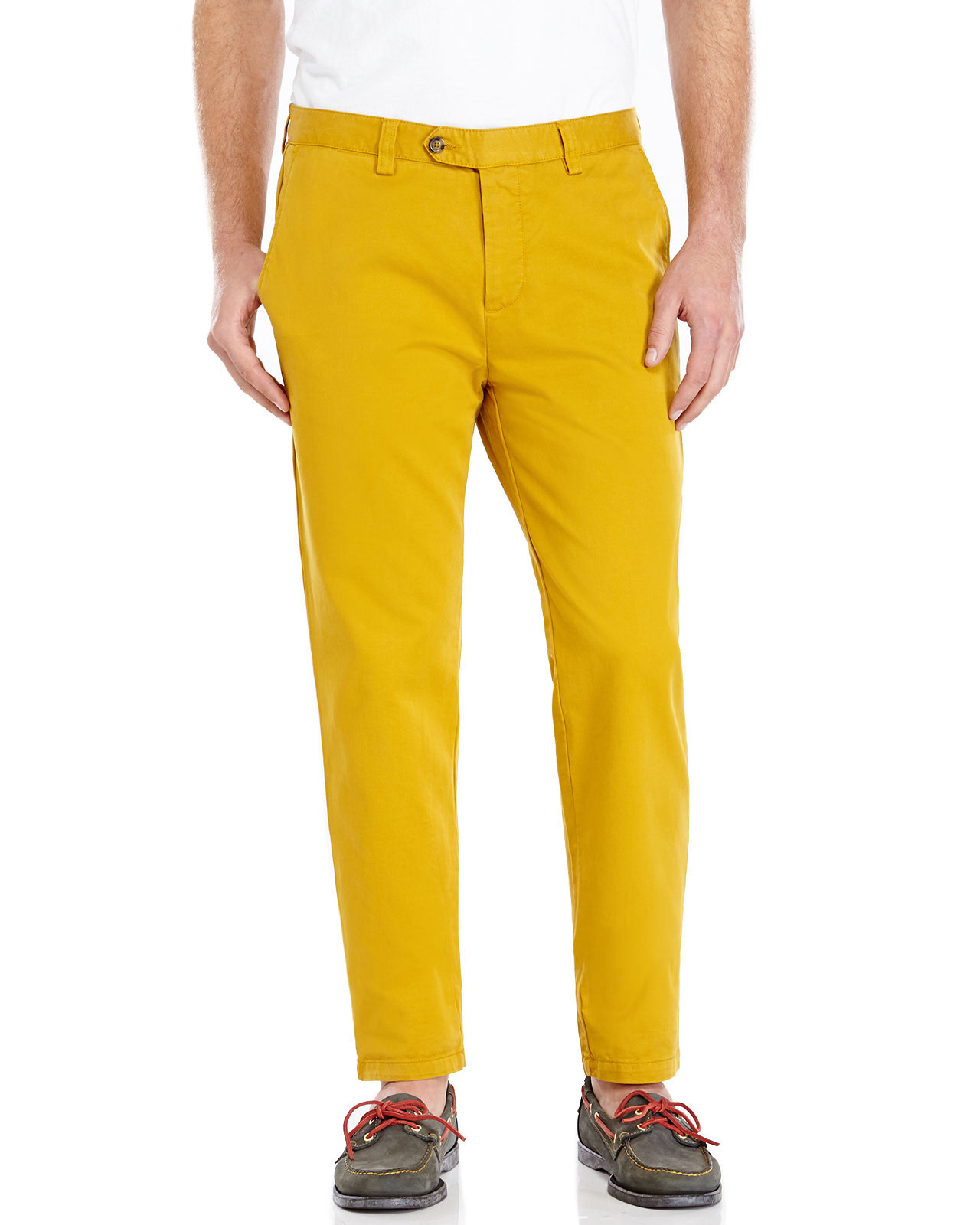 AMI Cotton Mustard Chino Pants in Yellow for Men - Lyst