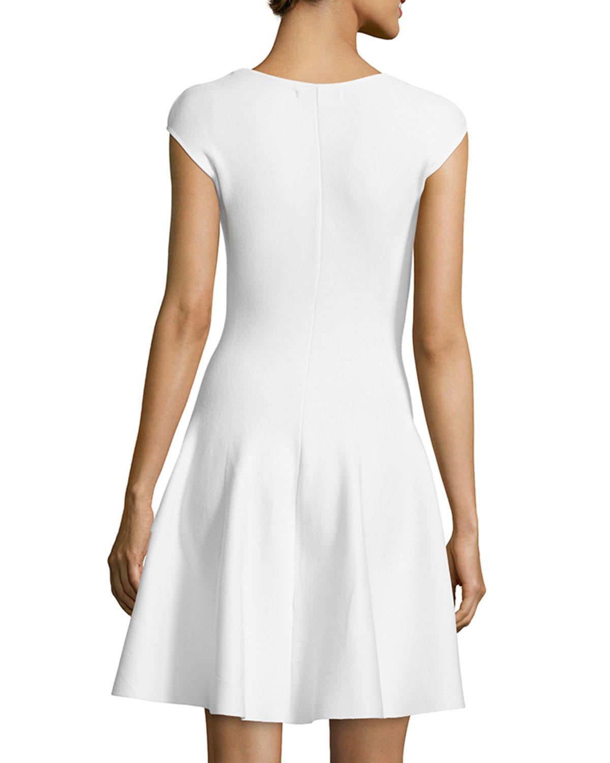 white fit and flare dress with sleeves