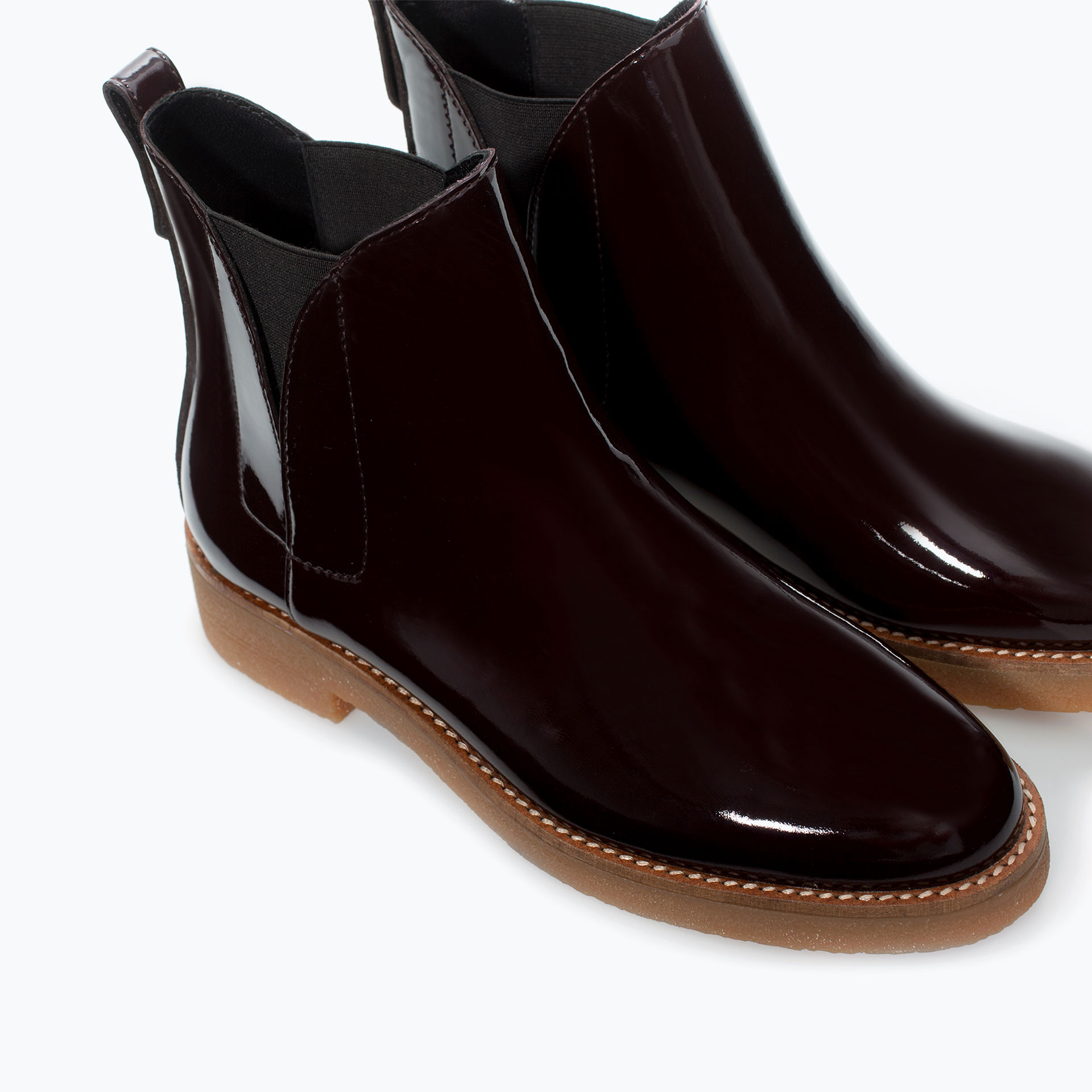 Zara Contrasting Chelsea Bootie in Red Lyst