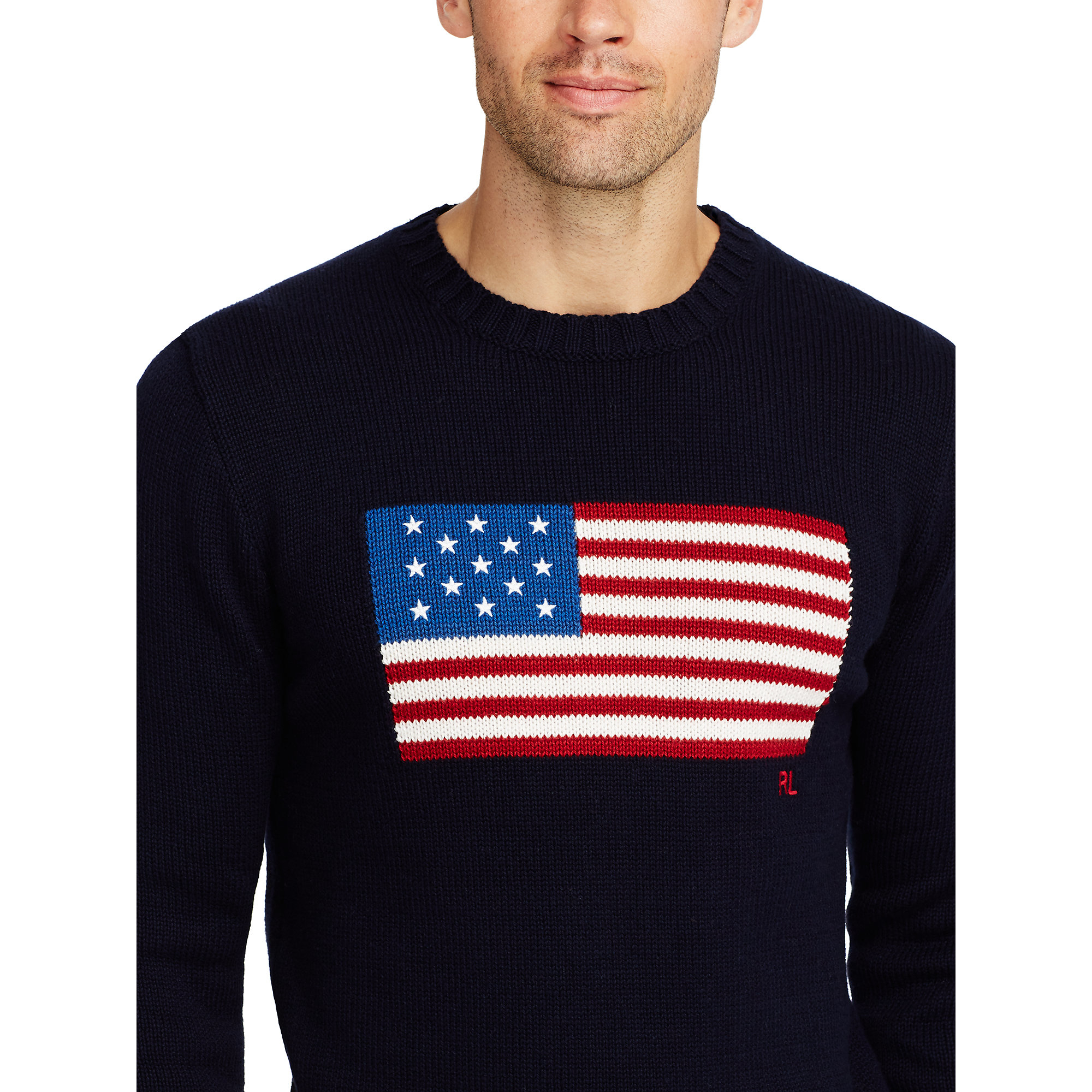 Polo Ralph Lauren Flag Cotton Crewneck Sweater in Blue for Men - Lyst