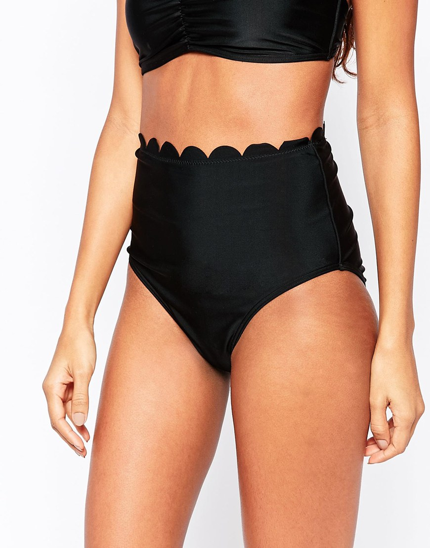 black scallop bikini bottoms