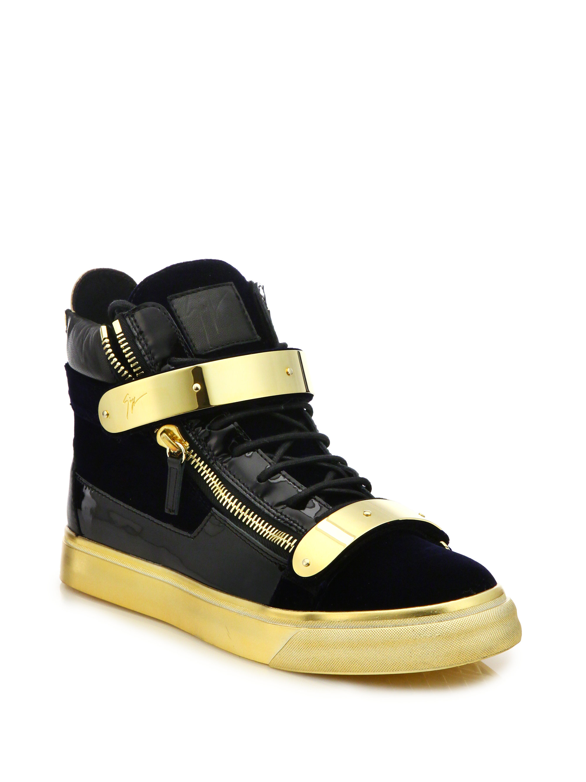 gold and black high tops