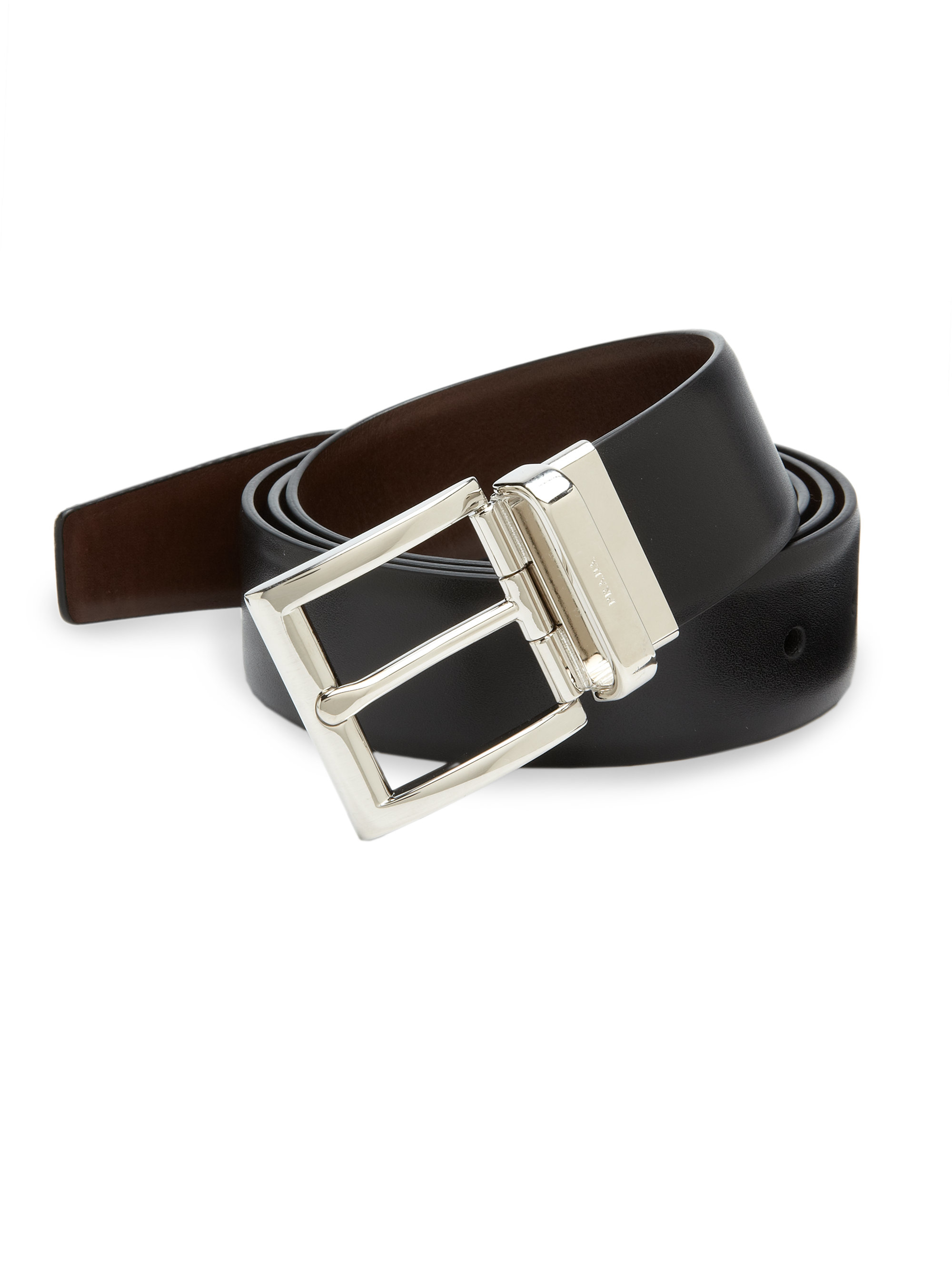 Prada Vitello Lux Reversible Belt in Black for Men | Lyst  