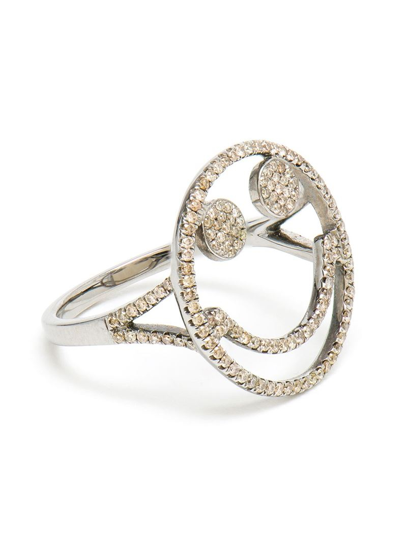 Rosa De La Cruz Smiley Face Diamond Ring in Metallic | Lyst