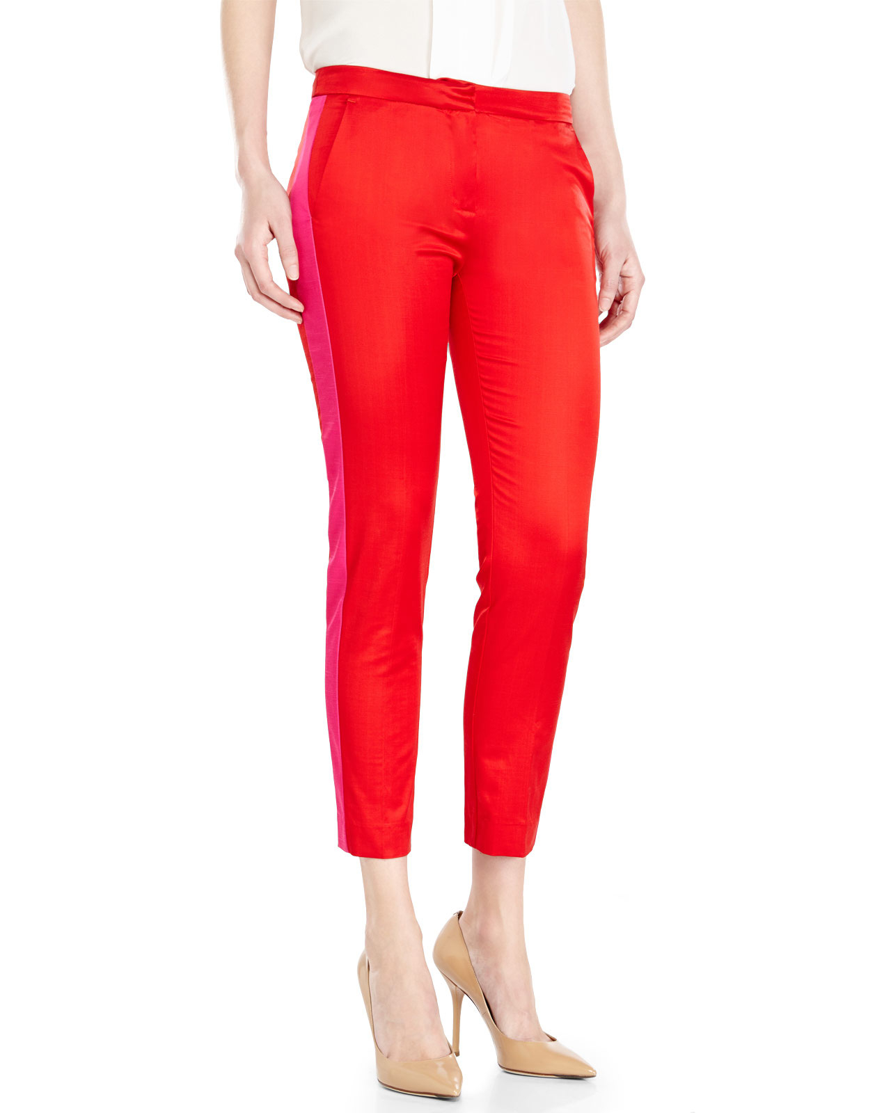 Space style concept Cropped Tuxedo Pants in Red | Lyst