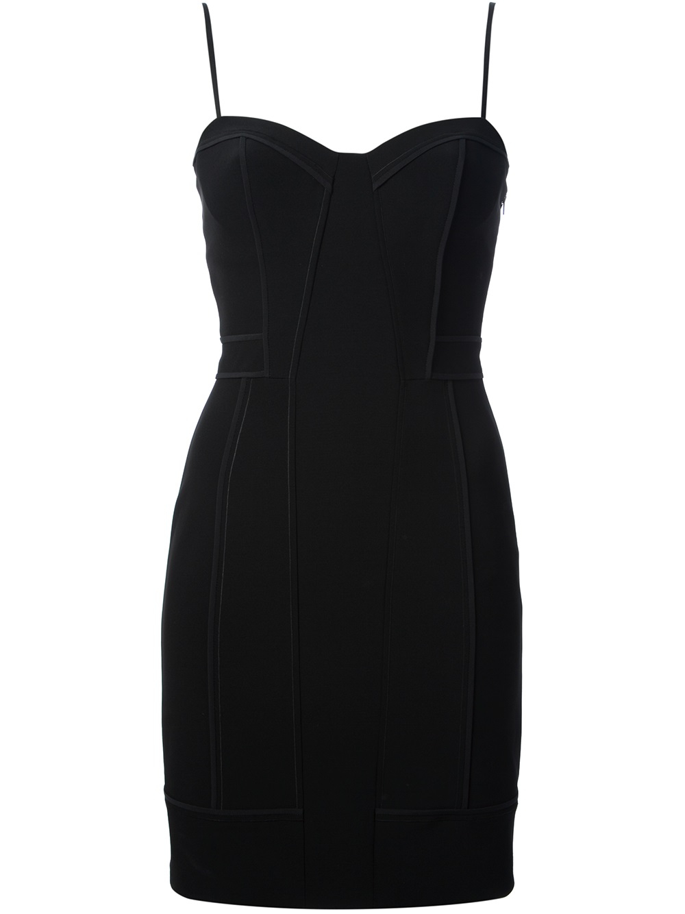 black fitted spaghetti strap dress
