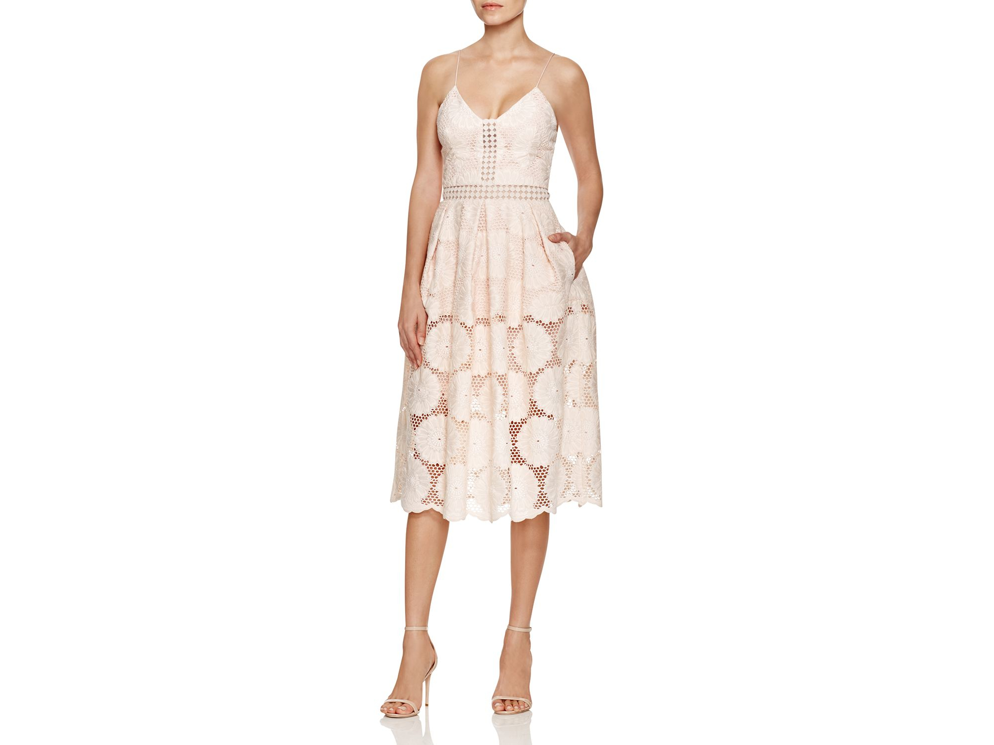 bloomingdale's pink lace dress