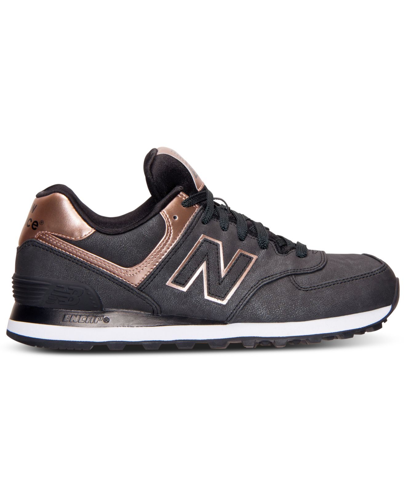 black and rose gold new balance trainers