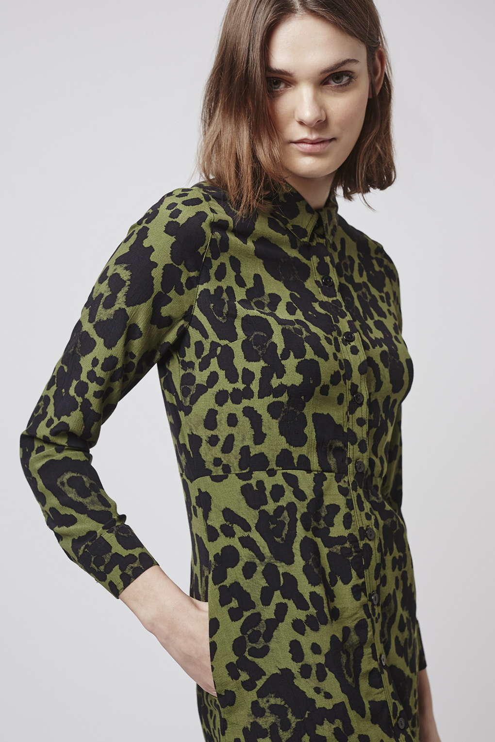 topshop green leopard dress