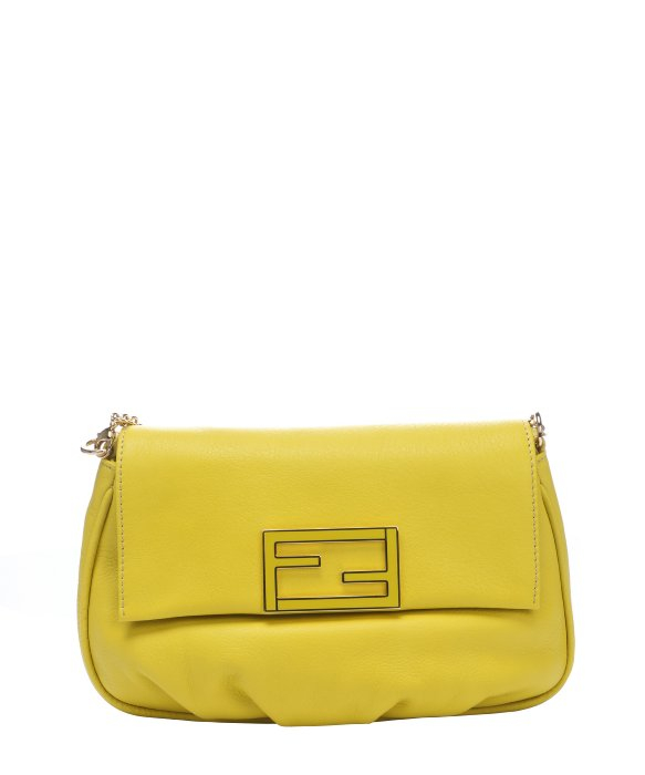 Fendi Mustard Leather Logo Chain Shoulder Bag in Yellow (mustard) | Lyst