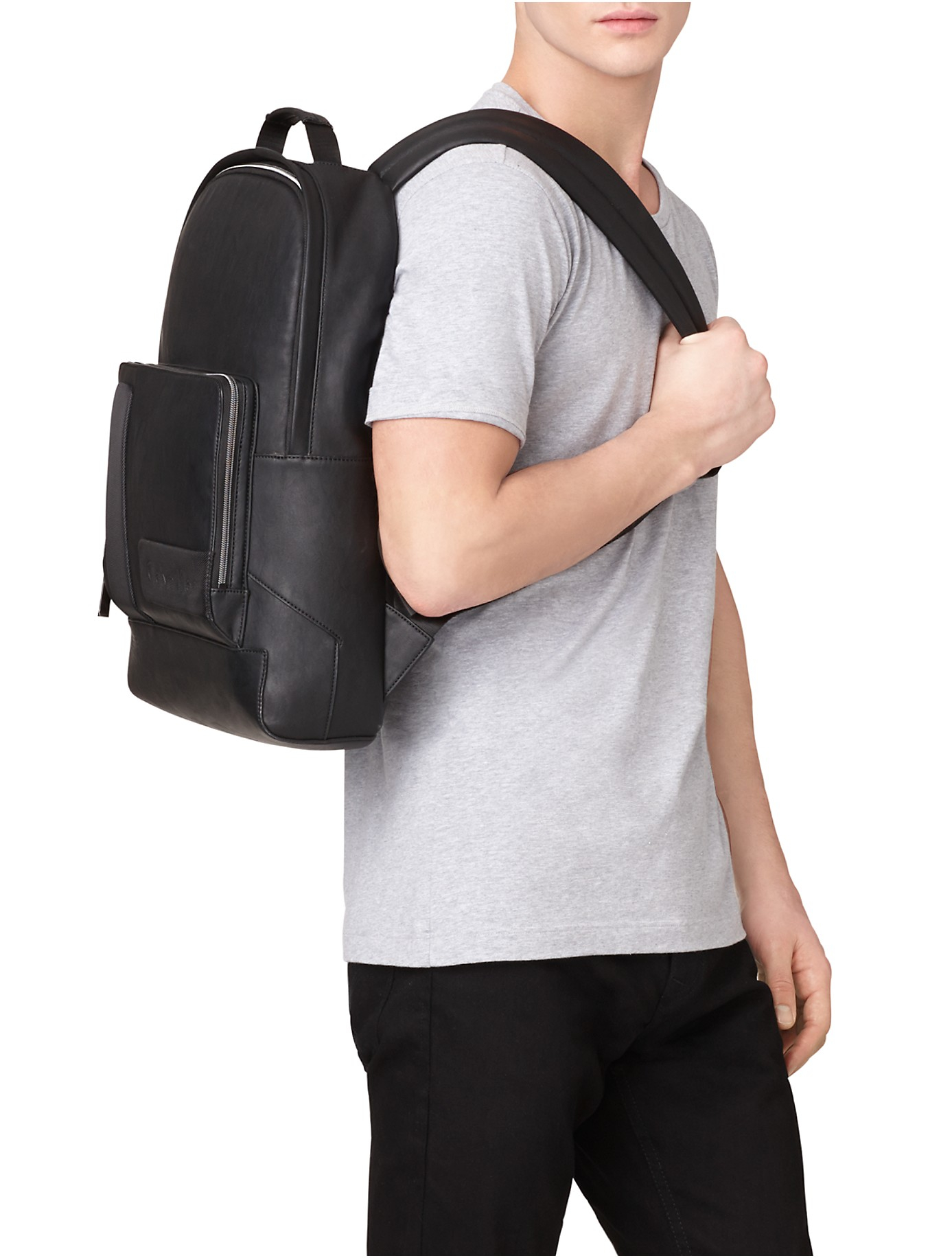 calvin klein men's leather backpack