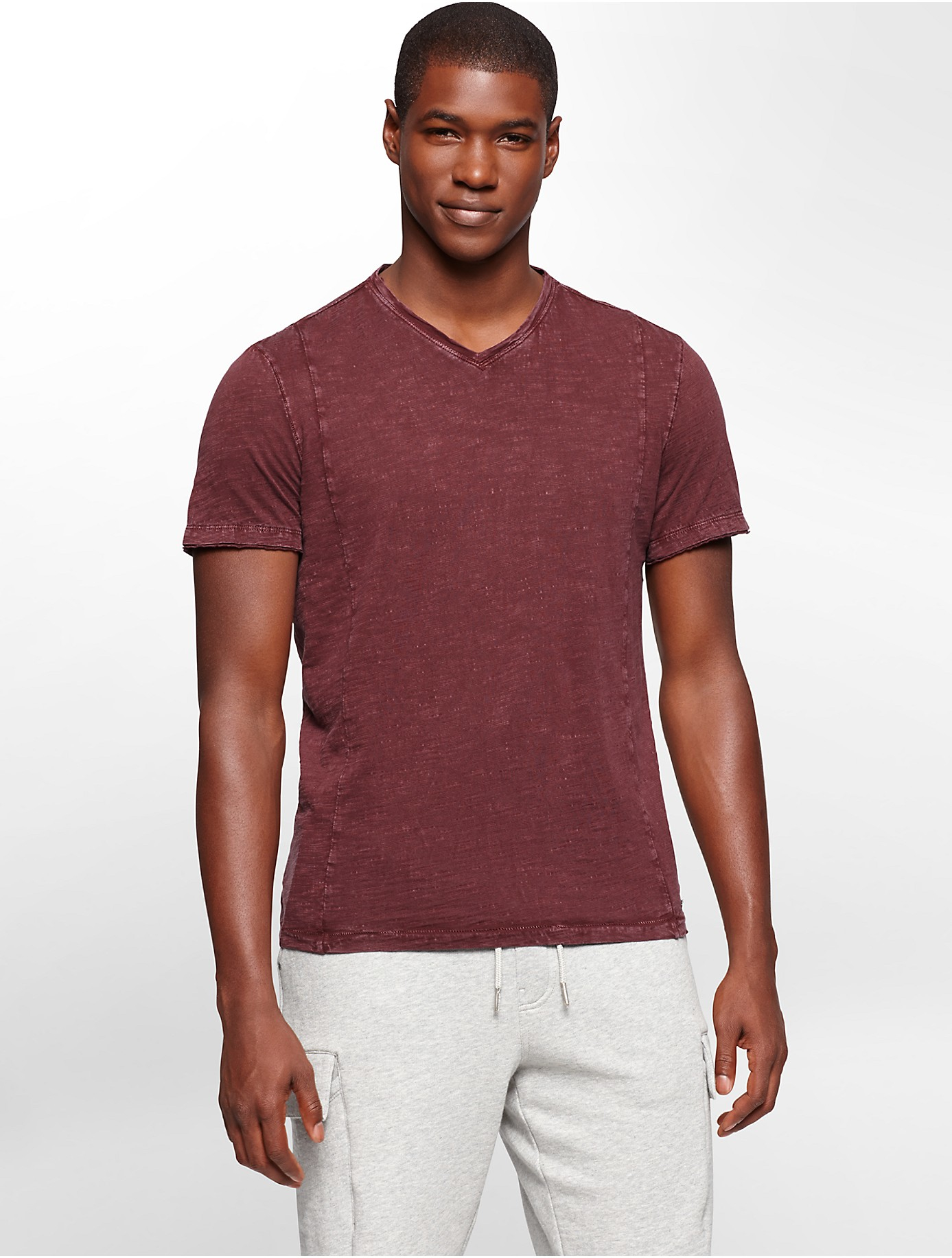 Calvin Klein Jeans Slim Fit Acid Wash V-neck T-shirt in Purple for Men ...