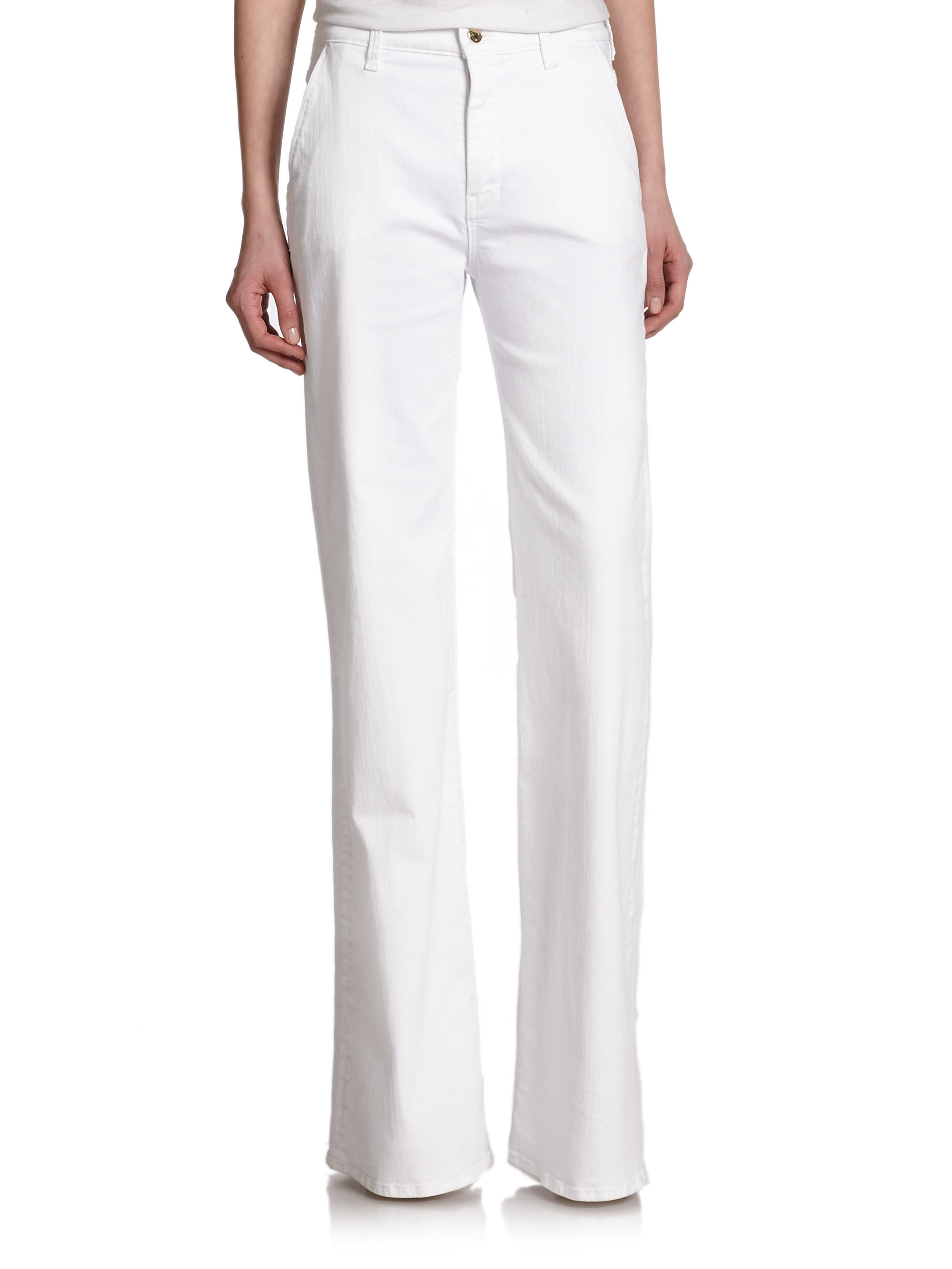 Lyst - 7 For All Mankind High-Waist Flared Jeans in White