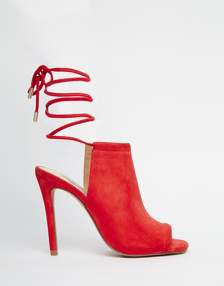 steve madden red lace up heels