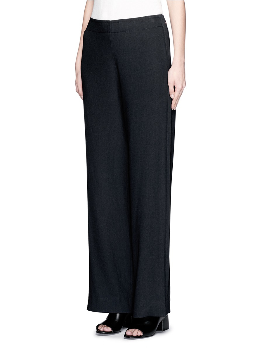Helmut Lang Synthetic Ramie Crepe Wide Flare Pants in Blue - Lyst
