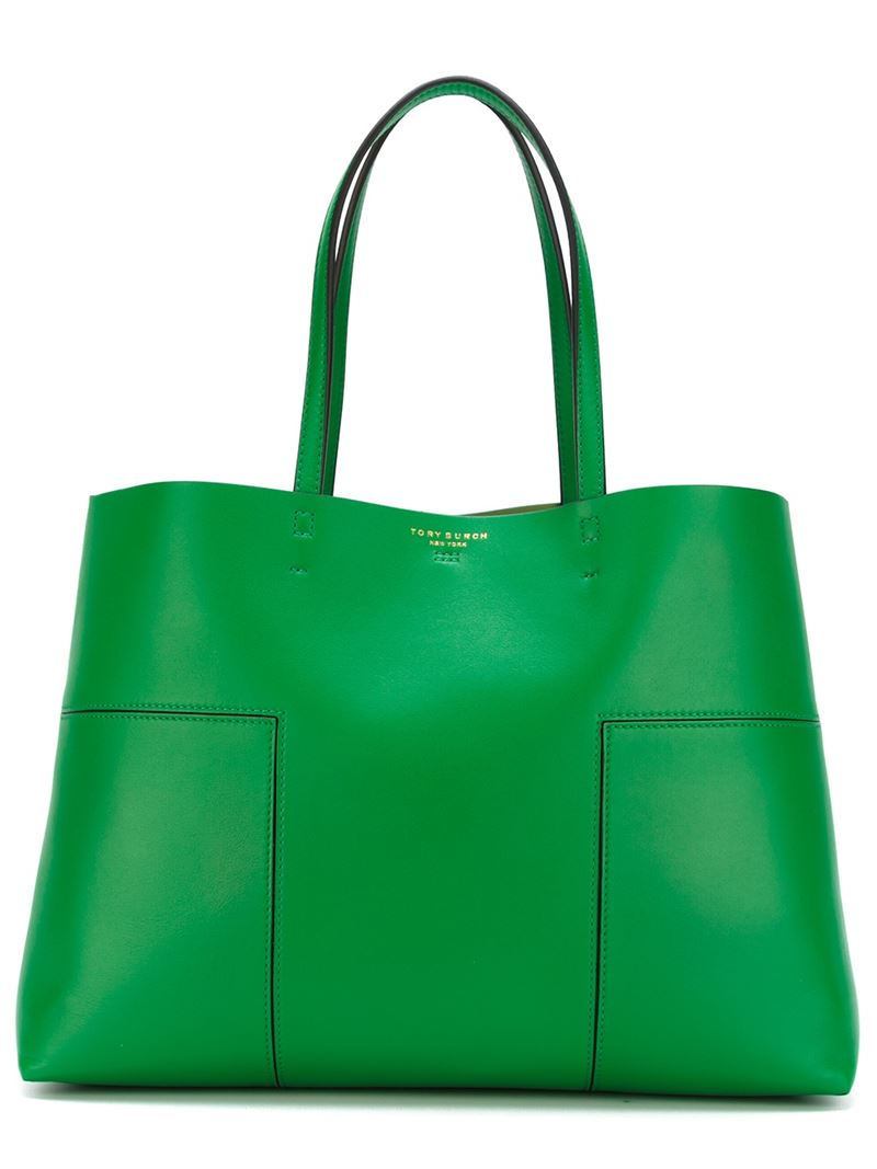 Tory Burch Tote With Interior Pouch in Green - Lyst