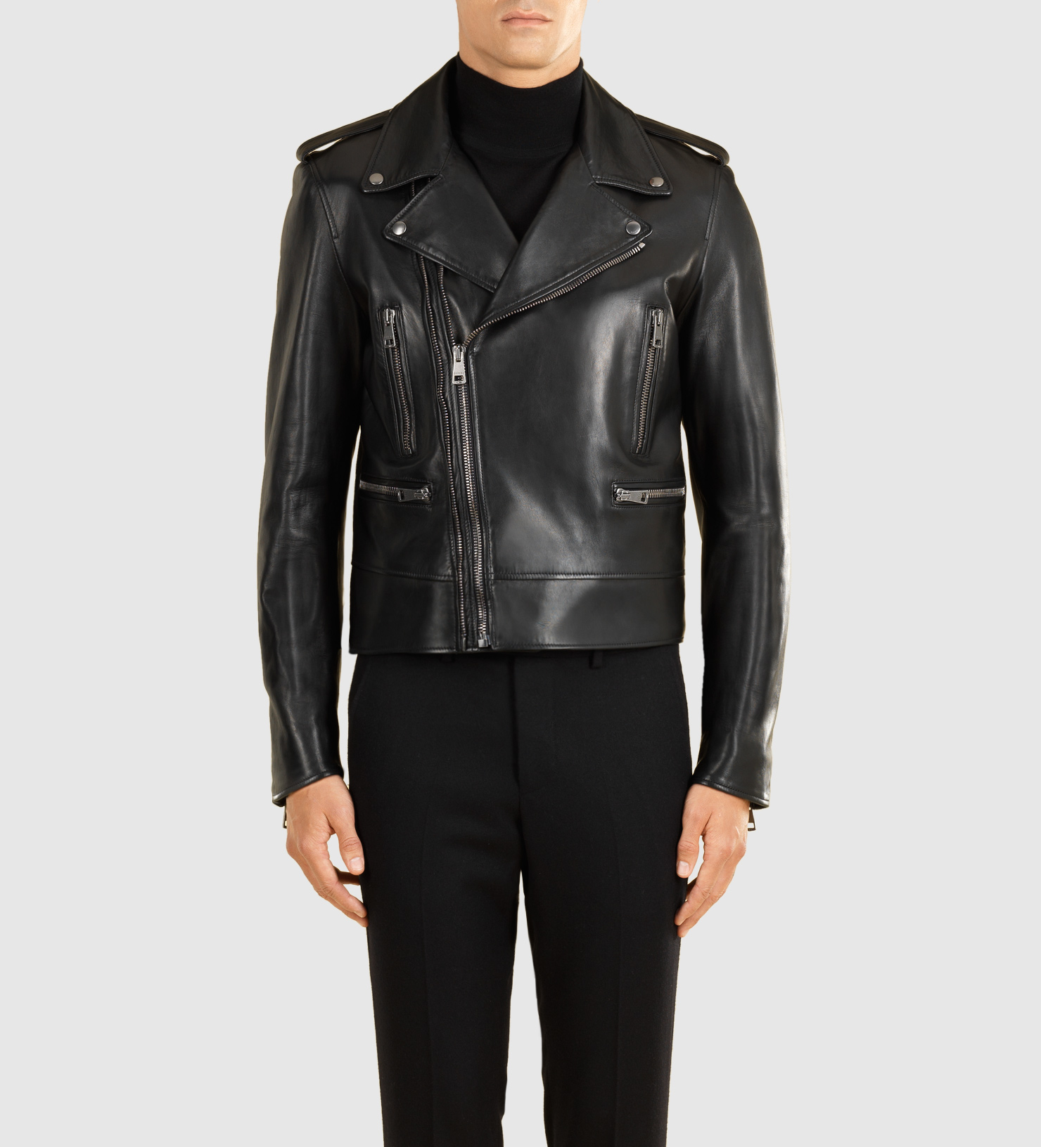 gucci leather biker jacket