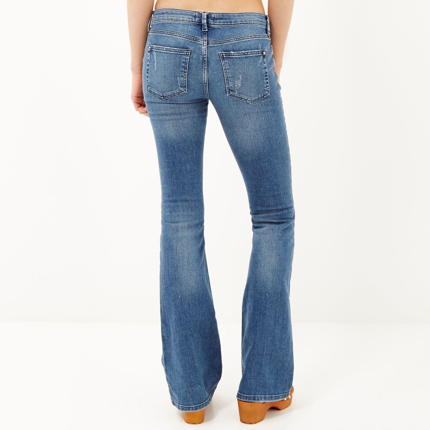 Lyst - River Island Mid Wash Brooke Flare Jeans in Blue