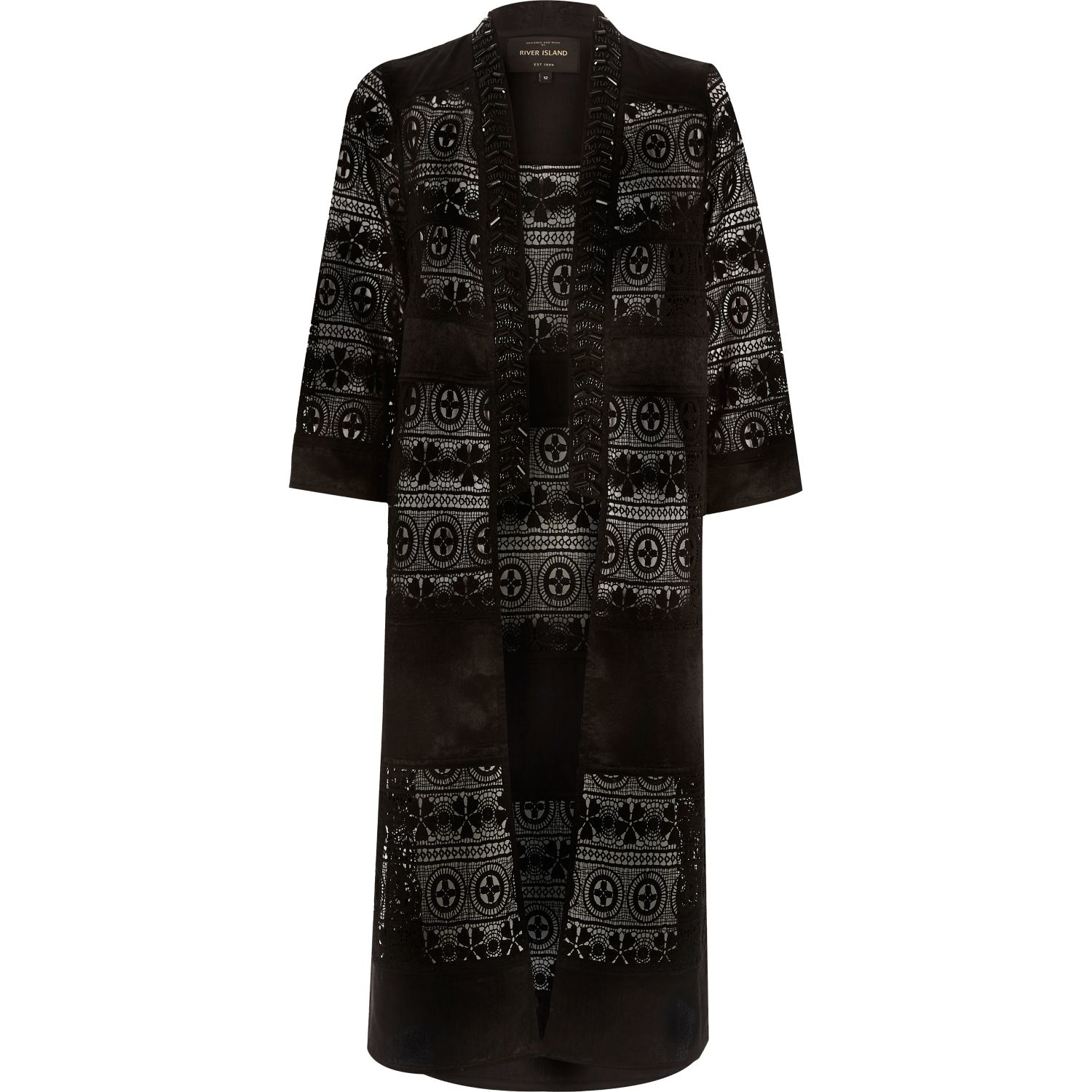 River Island Black Lace Embellished Kimono Lyst